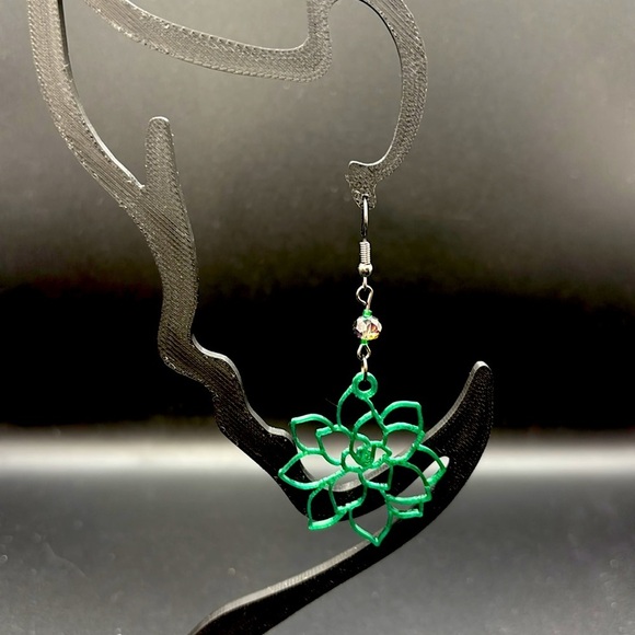 Green Succulent Earrings - Picture 4 of 6
